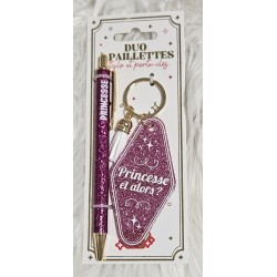 porte-clé + stylo pailletés