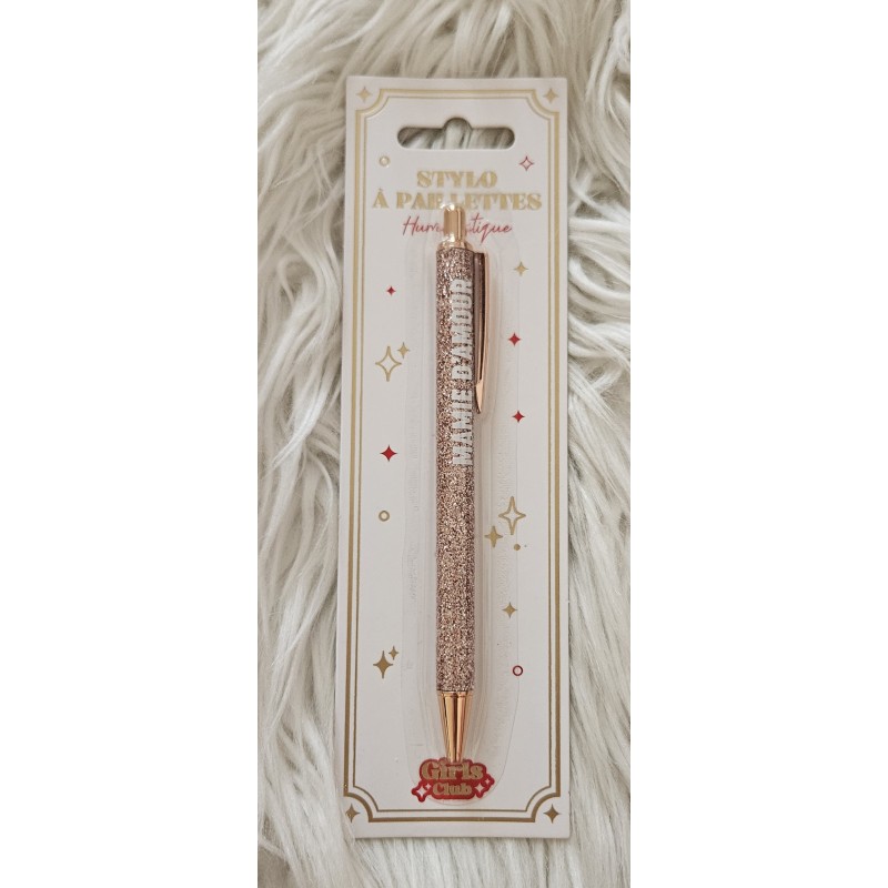 Stylos pailletés avec message